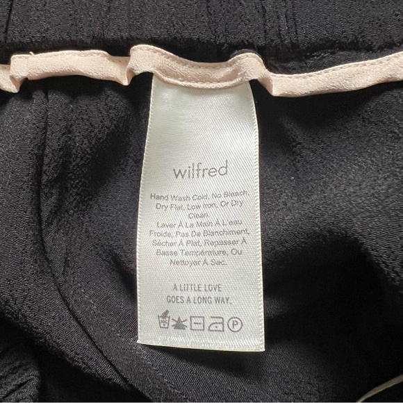 Aritzia Wilfred Faun Pant Long Black Crepe Flowy Trousers - Size XS - Picture 11 of 13